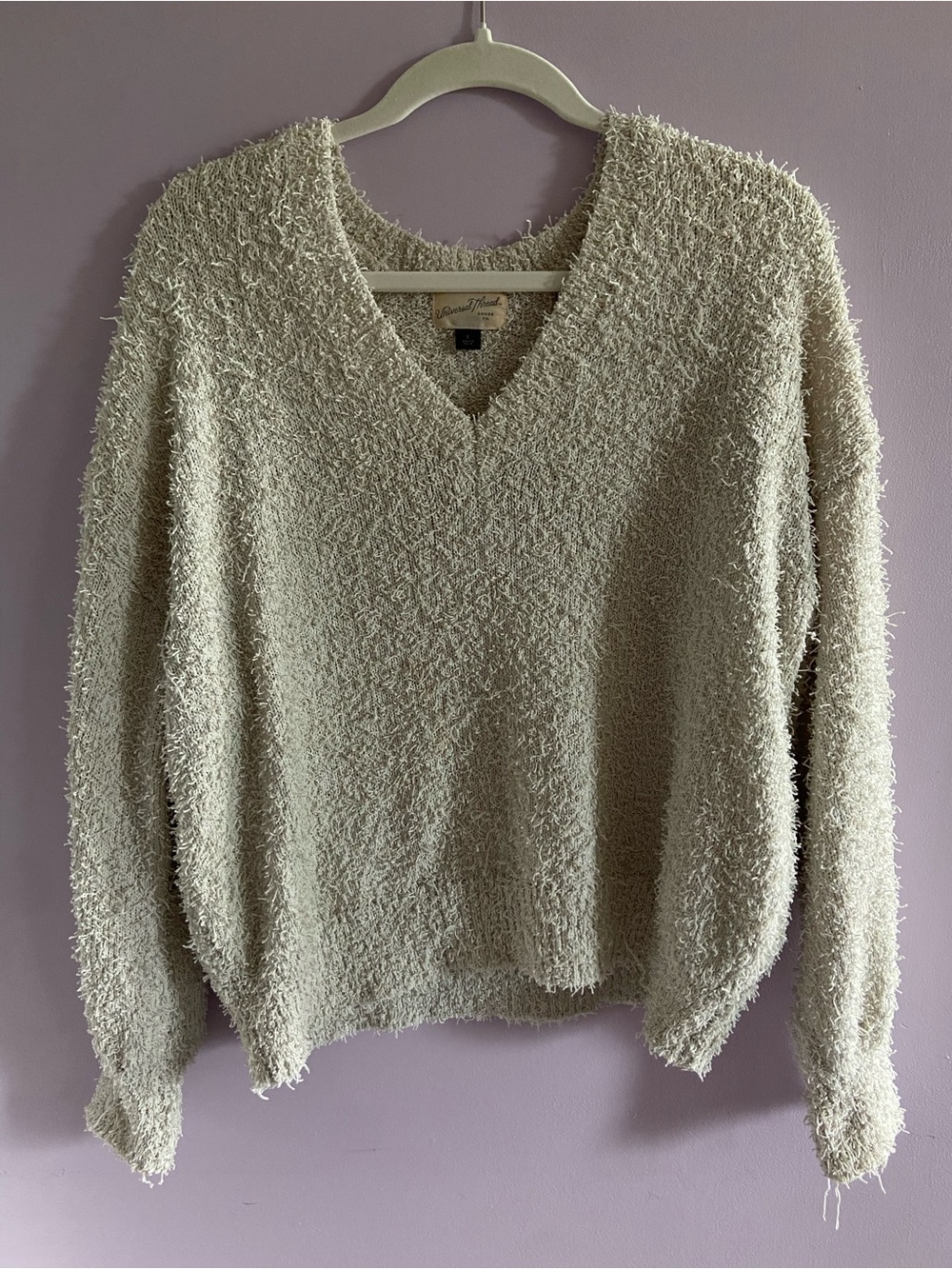 Universal Thread Cream Plush V-Neck Sweater